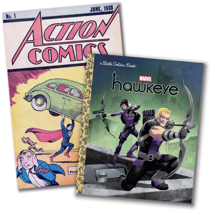 Action Comics #1 (1976 reprint) and Hawkeye LGB